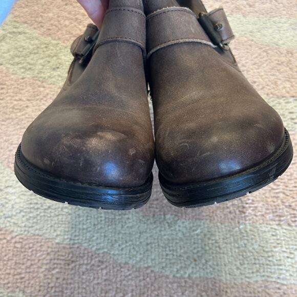 Artisan Zigi Elicia Brown Leather Moto Buckle Ankle Boots Biker Motorcycle Boho - Picture 3 of 9